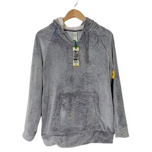 Green Tea Plush Hoodie Blue Cream Size Medium